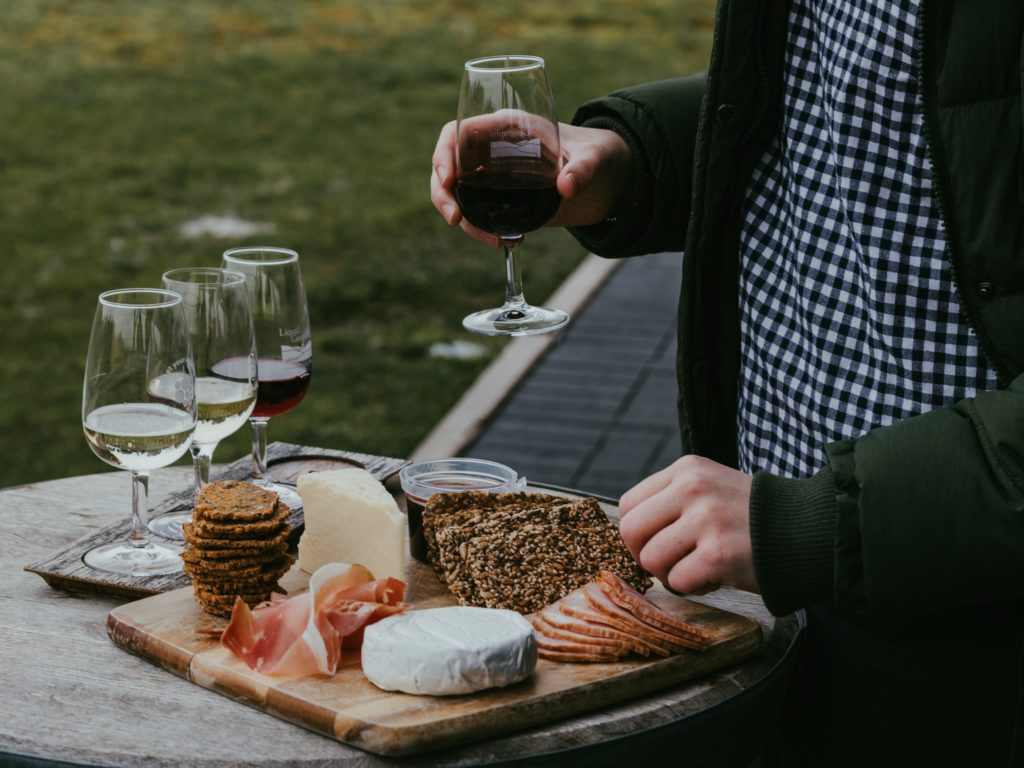 Wine tasting and cheese platter